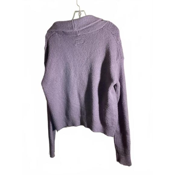 Pilcro Chunky Knit Cardigan Sweater - Soft Lavender/Cable Knit Design Medium - Picture 8 of 13